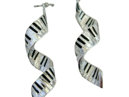 Silver-Plated Spiral Keyboard Earrings - Music Gits Cheap