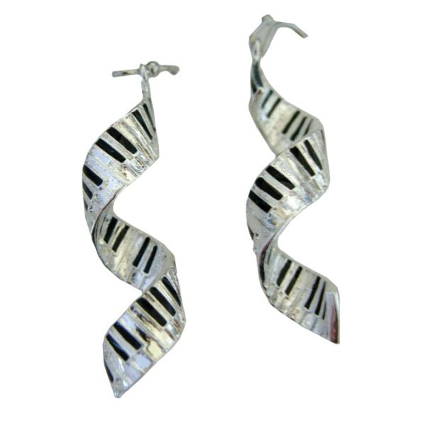 Silver-Plated Spiral Keyboard Earrings - Music Gits Cheap