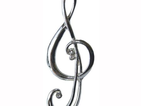 Silver-Plated Treble Clef Brooch - Music Gifts Online now