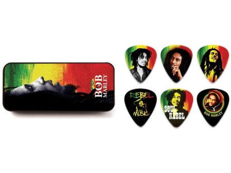 Dunlop BOB MARLEY RASTA PICK TIN  BOBPT02H HEAVY (6 PICKS) Sale